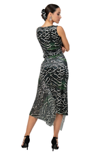 Load image into Gallery viewer, Asymmetric Snake Print Velvet Tango Skirt With Sequin