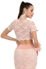 Load image into Gallery viewer, Baby Pink Floral Lace Crop Top