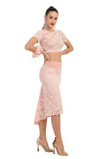 Load image into Gallery viewer, Baby Pink Floral Lace Fishtail Skirt