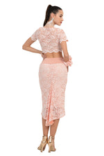 Load image into Gallery viewer, Baby Pink Floral Lace Fishtail Skirt
