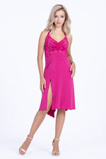 Load image into Gallery viewer, Fuchsia Halter-neck Tango Dress with Lace Bust
