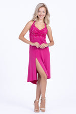 Load image into Gallery viewer, Fuchsia Halter-neck Tango Dress with Lace Bust
