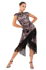Load image into Gallery viewer, Baroque Print Velvet Wrap Skirt With Fringe