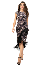 Load image into Gallery viewer, Baroque Print Velvet Wrap Skirt With Fringe