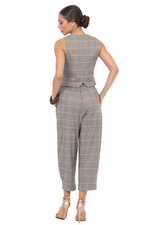 Load image into Gallery viewer, Beige Checked Women&#39;s Suit Vest
