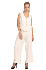 Load image into Gallery viewer, Beige Linen Wrap Women's Tailored Trousers