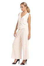Load image into Gallery viewer, Beige Linen Wrap Women&#39;s Tailored Trousers
