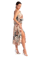 Load image into Gallery viewer, Beige One Shoulder Tropical Print Loose Top