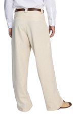 Load image into Gallery viewer, Beige Pinstriped Men's Tango Pants With Button Pocket Details