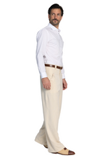 Load image into Gallery viewer, Beige Pinstriped Men's Tango Pants With Button Pocket Details