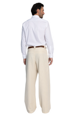 Load image into Gallery viewer, Beige Pinstriped Men's Tango Pants With Button Pocket Details