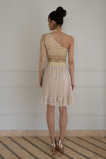 Load image into Gallery viewer, Beige Pleated Above-Knee Prairie Skirt