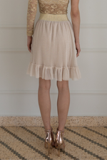 Load image into Gallery viewer, Beige Pleated Above-Knee Prairie Skirt
