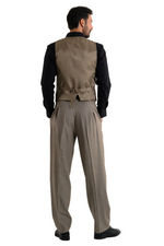 Load image into Gallery viewer, Taupe Striped Pants With Front And Back Pleat