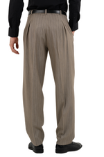 Load image into Gallery viewer, Taupe Striped Pants With Front And Back Pleat
