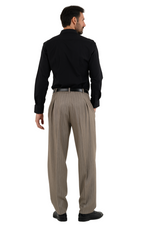 Load image into Gallery viewer, Taupe Striped Pants With Front And Back Pleat