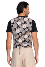 Load image into Gallery viewer, Beige Tango Vest With Vintage Clock Print Back