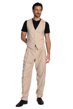 Load image into Gallery viewer, Beige Tango Vest With Vintage Clock Print Back