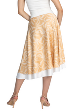 Load image into Gallery viewer, Beige Leaf Print Two-layer Satin Dance Skirt