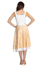 Load image into Gallery viewer, Beige Leaf Print Two-layer Satin Dance Skirt