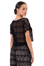 Load image into Gallery viewer, Black Boxy Lace Crop Top
