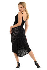 Load image into Gallery viewer, Black Floral Lace Fishtail Skirt