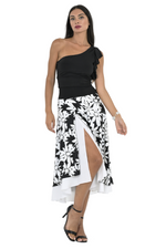 Load image into Gallery viewer, Floral Two-layer Satin Dance Skirt