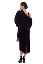 Load image into Gallery viewer, Black Knit Scarf With Faux Leather Fringe Details