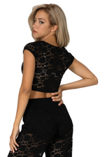 Load image into Gallery viewer, Black Lace Crop Top
