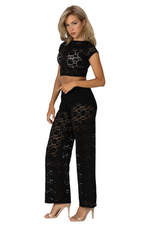 Load image into Gallery viewer, Black Lace Crop Top