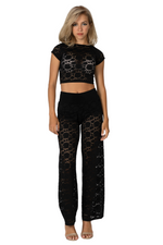 Load image into Gallery viewer, Black Lace Crop Top