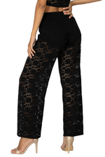 Load image into Gallery viewer, Black Lace Wide-Leg Tango Pants
