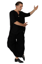 Load image into Gallery viewer, Black Linen Blend Balloon Pants