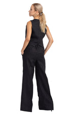 Load image into Gallery viewer, Black Pinstripe Women's Suit Vest
