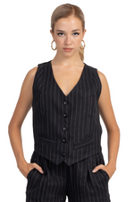 Load image into Gallery viewer, Black Pinstripe Women's Suit Vest