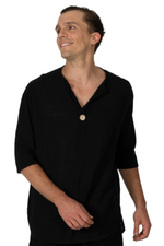 Load image into Gallery viewer, Black Pullover Shirt With Button
