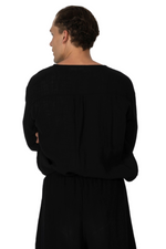 Load image into Gallery viewer, Black Pullover Shirt With Button