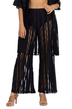 Load image into Gallery viewer, Black Sheer Striped Wide-Leg Pants