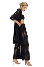Load image into Gallery viewer, Black Sheer Striped Wide-Leg Pants