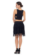 Load image into Gallery viewer, Black Tulle Above-Knee Skirt With Sparkling Details
