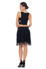 Load image into Gallery viewer, Black Tulle Above-Knee Skirt With Sparkling Details