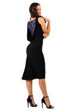 Load image into Gallery viewer, Black Dress With Blue Lace Draped Back
