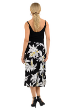 Load image into Gallery viewer, Black Floral Print Skirt With Side Draping