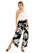 Load image into Gallery viewer, Black Floral Print Wrap Tango Pants