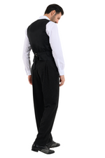Load image into Gallery viewer, Black Pinstriped Tango Pants With Front And Back Pleat