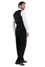 Load image into Gallery viewer, Black Pinstriped Tango Pants With Front And Back Pleat