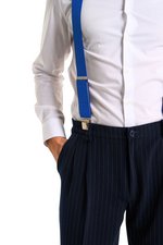 Load image into Gallery viewer, Blue Polka-Dot Men's Adjustable Suspenders