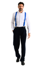 Load image into Gallery viewer, Blue Polka-Dot Men's Adjustable Suspenders