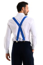 Load image into Gallery viewer, Blue Polka-Dot Men's Adjustable Suspenders