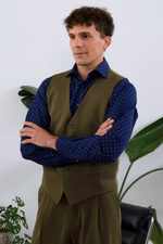 Load image into Gallery viewer, Blue Discreet Print Men's Cotton Shirt